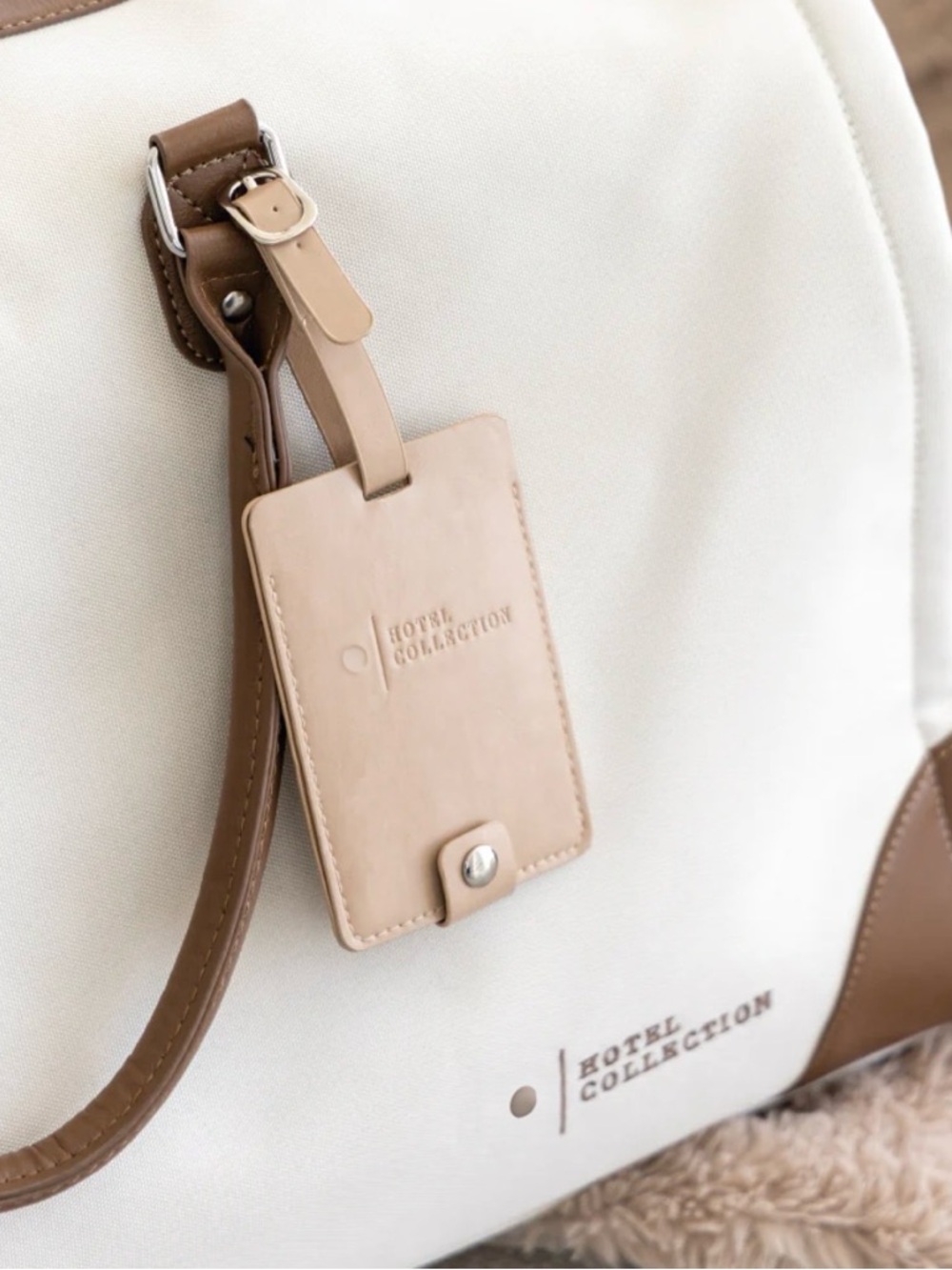 Hotel Collection Beige Leather Luggage ID Tag
